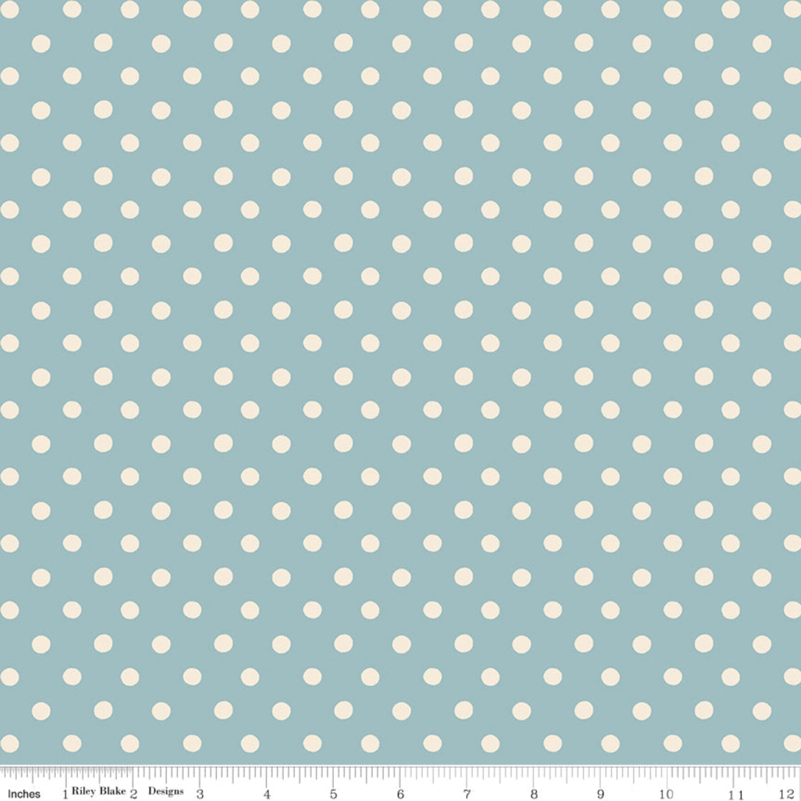 Fabric with small white polka dots on a light blue background