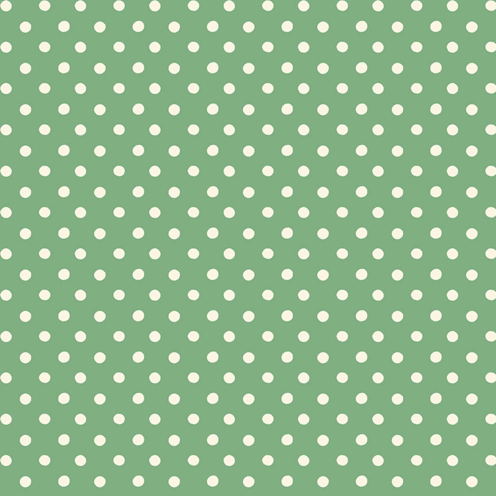 Pattern of white polka dots on a green background