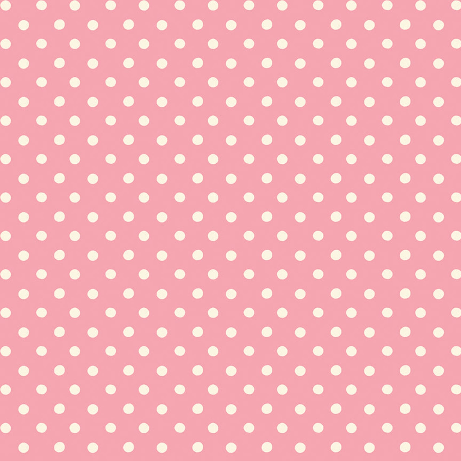 Pattern of white polka dots on a pink background