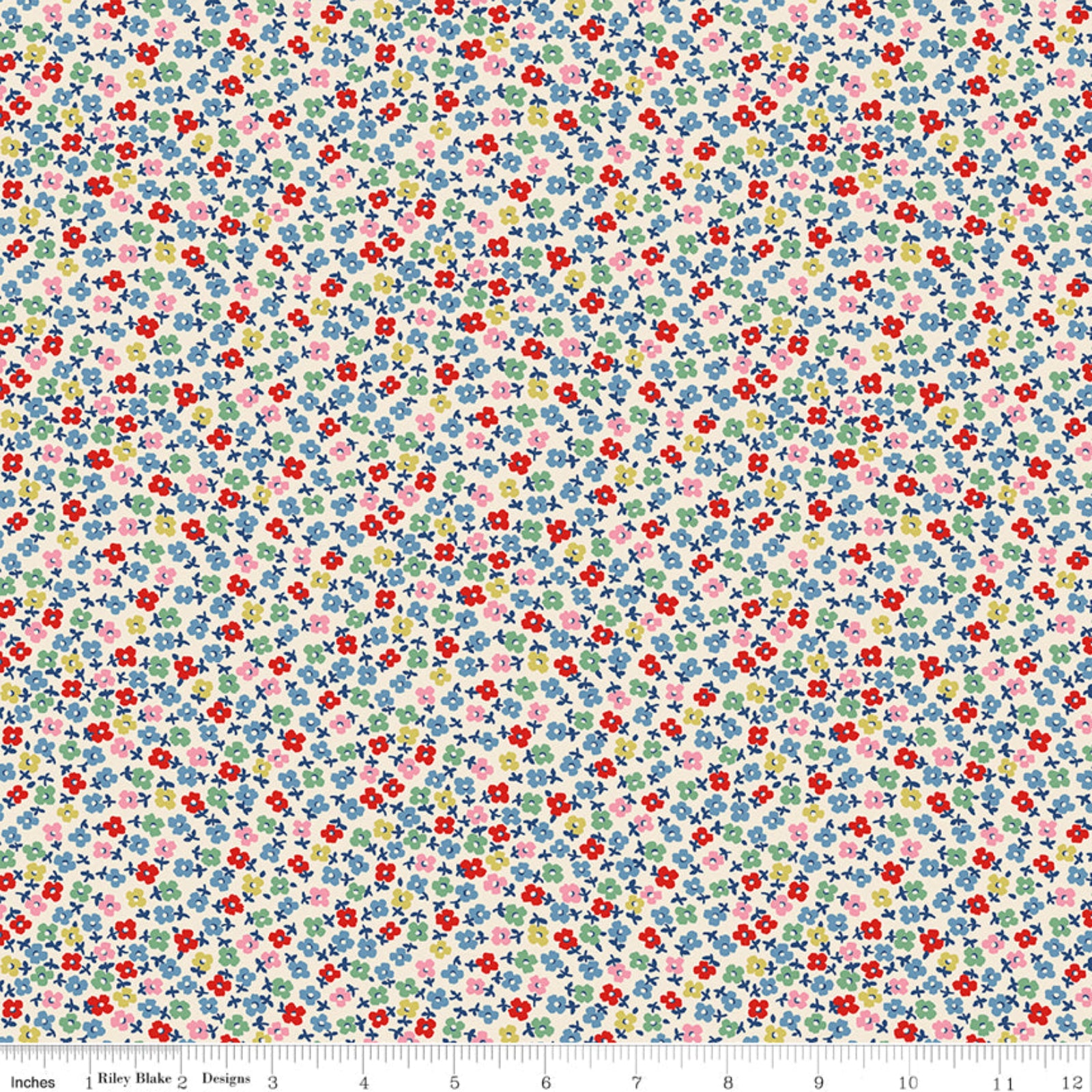 Small floral pattern fabric with a ruler at the bottom