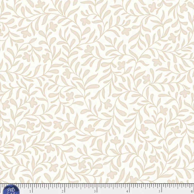 Floral patterned fabric with a ruler at the bottom for scale.