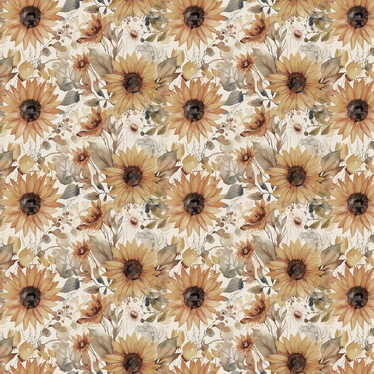 Evening on the Prairie - Watercolor Sunflowers - Cream