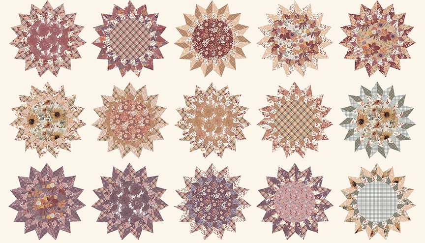 Evening on the Prairie - Sunflower Cheater Print - Cream