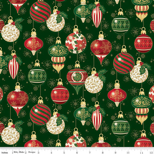 Poinsettias at Christmas - Ornaments - Green Foil