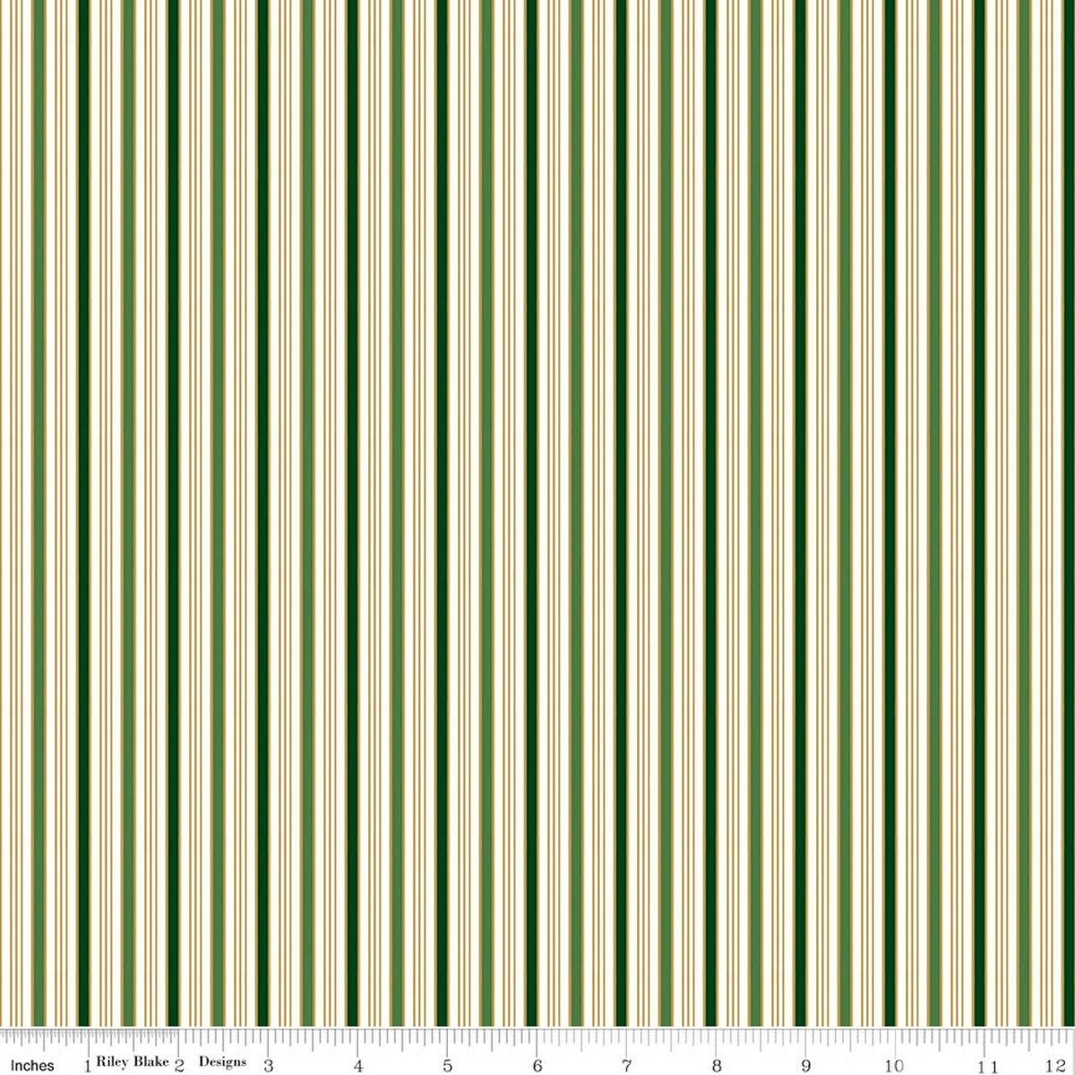 Poinsettias at Christmas - Stripe - Green Foil