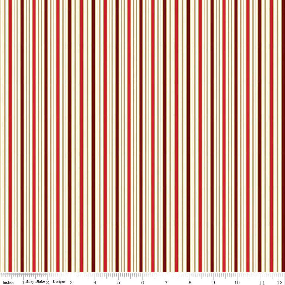 Fabric with red and beige vertical stripes on a white background