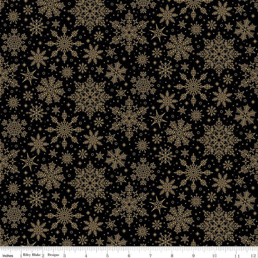 Poinsettias at Christmas - Snowflakes - Black Foil
