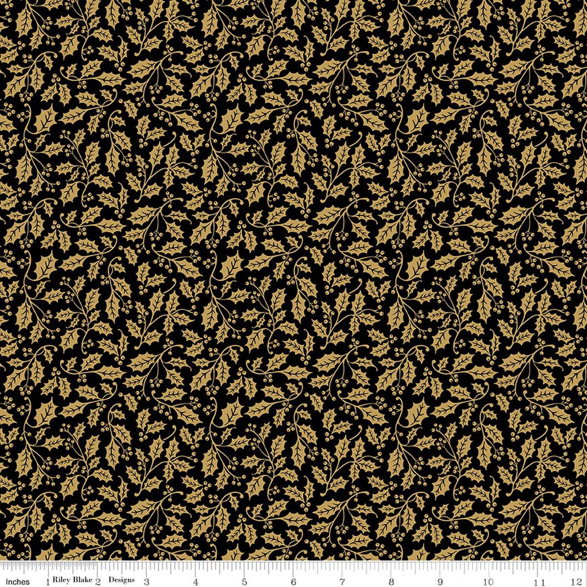 Poinsettias at Christmas - Holly - Black Foil