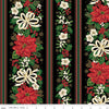 Poinsettias at Christmas - Border Stripe - Black Floil