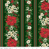 Poinsettias at Christmas - Border Stripe - Green Foil