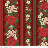 Poinsettias at Christmas - Border Stripe - Red Foil
