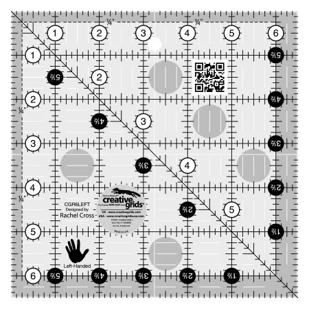 Creative Grids Left Handed 6-1/2in Square Ruler
