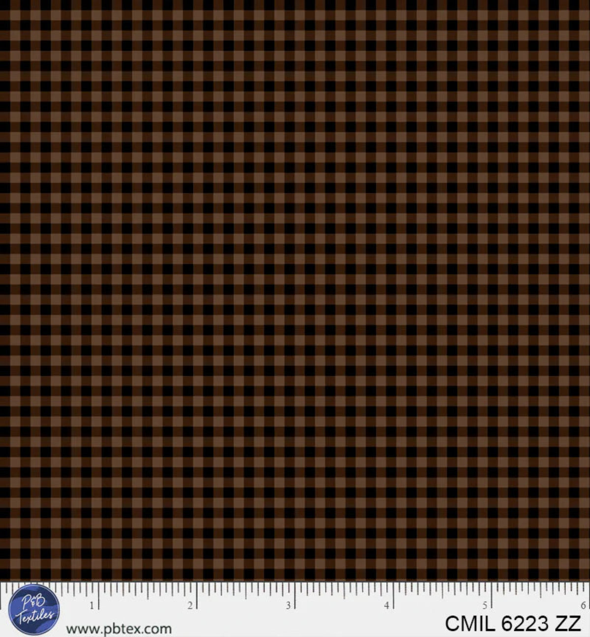 Dark brown fabric texture with a ruler at the bottom for scale.
