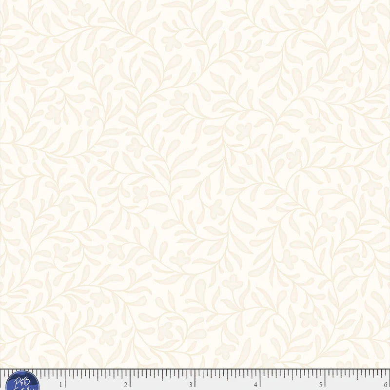 Textile pattern with a ruler at the bottom for scale on a cream background
