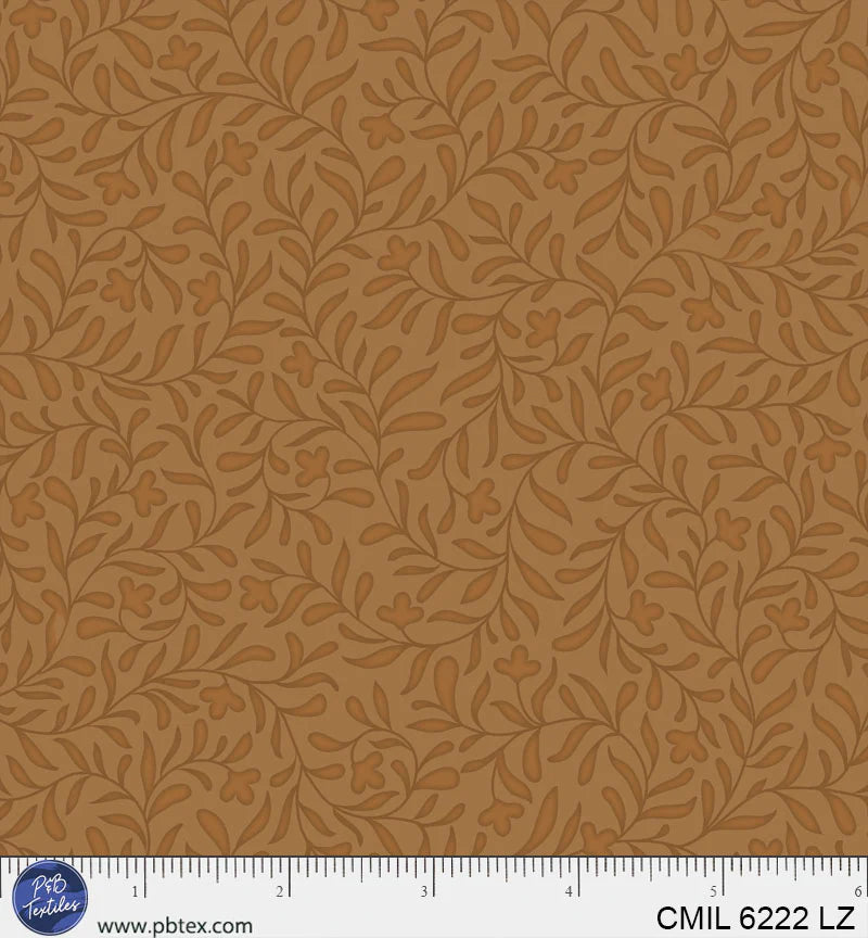 Brown fabric texture with a ruler at the bottom for scale.