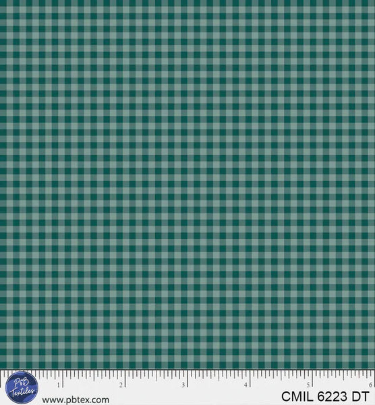 Blue fabric texture with a ruler at the bottom for scale.