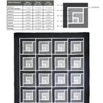 Close-knit fabric requirements chart with quilt layout and fabric needed for a sewing project.