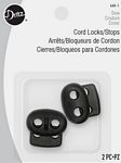 Wide Cord Stops Black 2ct