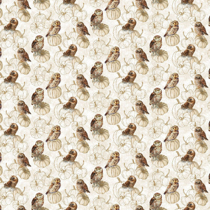 Pattern of small illustrations on a beige background