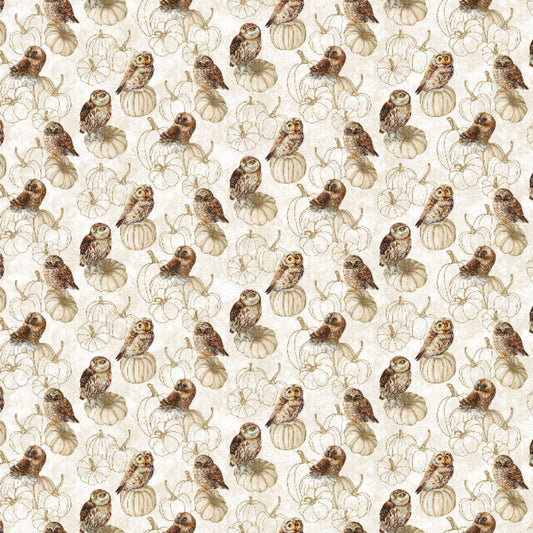 Pattern of small illustrations on a beige background