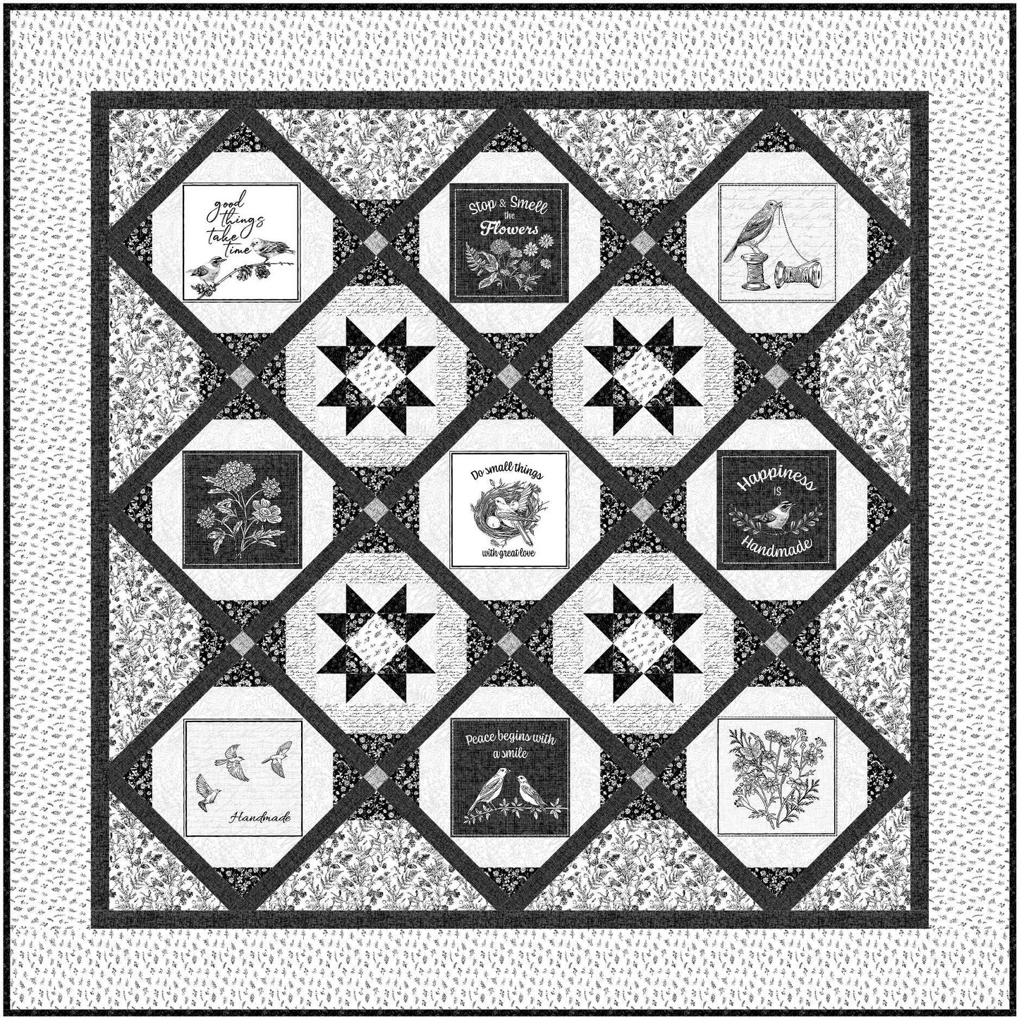 Nature's Sketchbook - Lattice & Labels - Quilt Kit