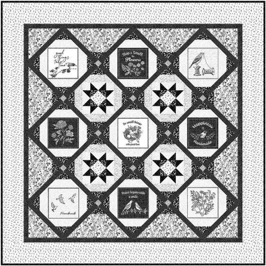 Nature's Sketchbook - Lattice & Labels - Quilt Kit