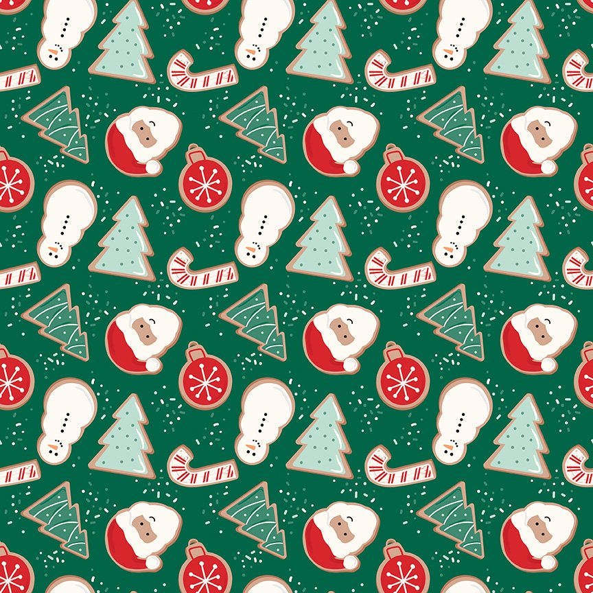 Flannel - Christmas Cookies - Green