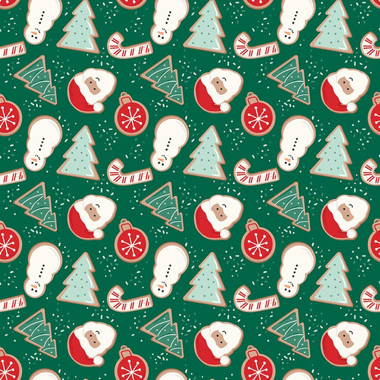Flannel - Christmas Cookies - Green