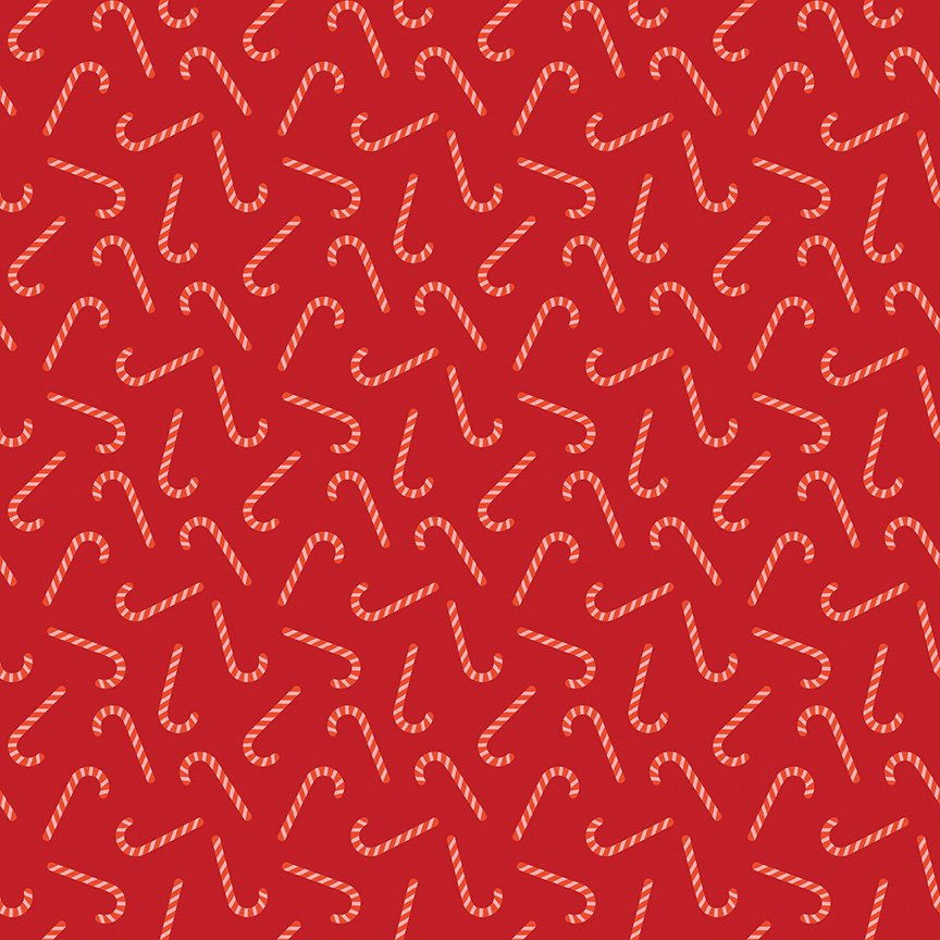 Flannel - Candy Canes - Red