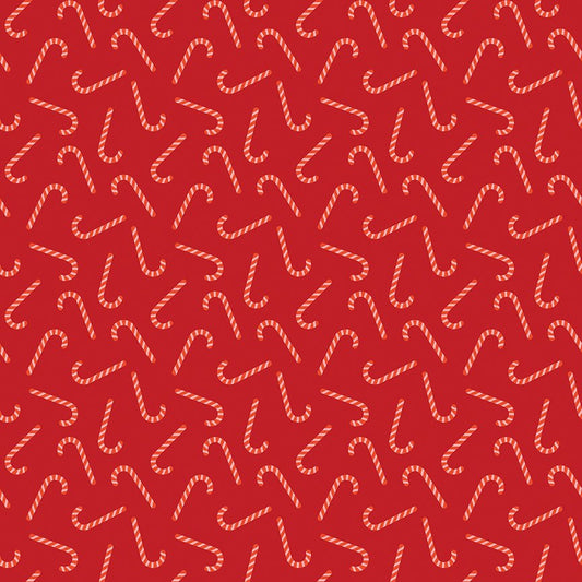 Flannel - Candy Canes - Red
