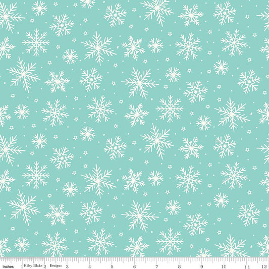 The North Pole Flannel - Snowflakes - Aqua