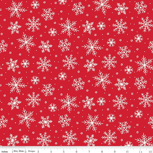 The North Pole Flannel - Snowflakes - Tomato