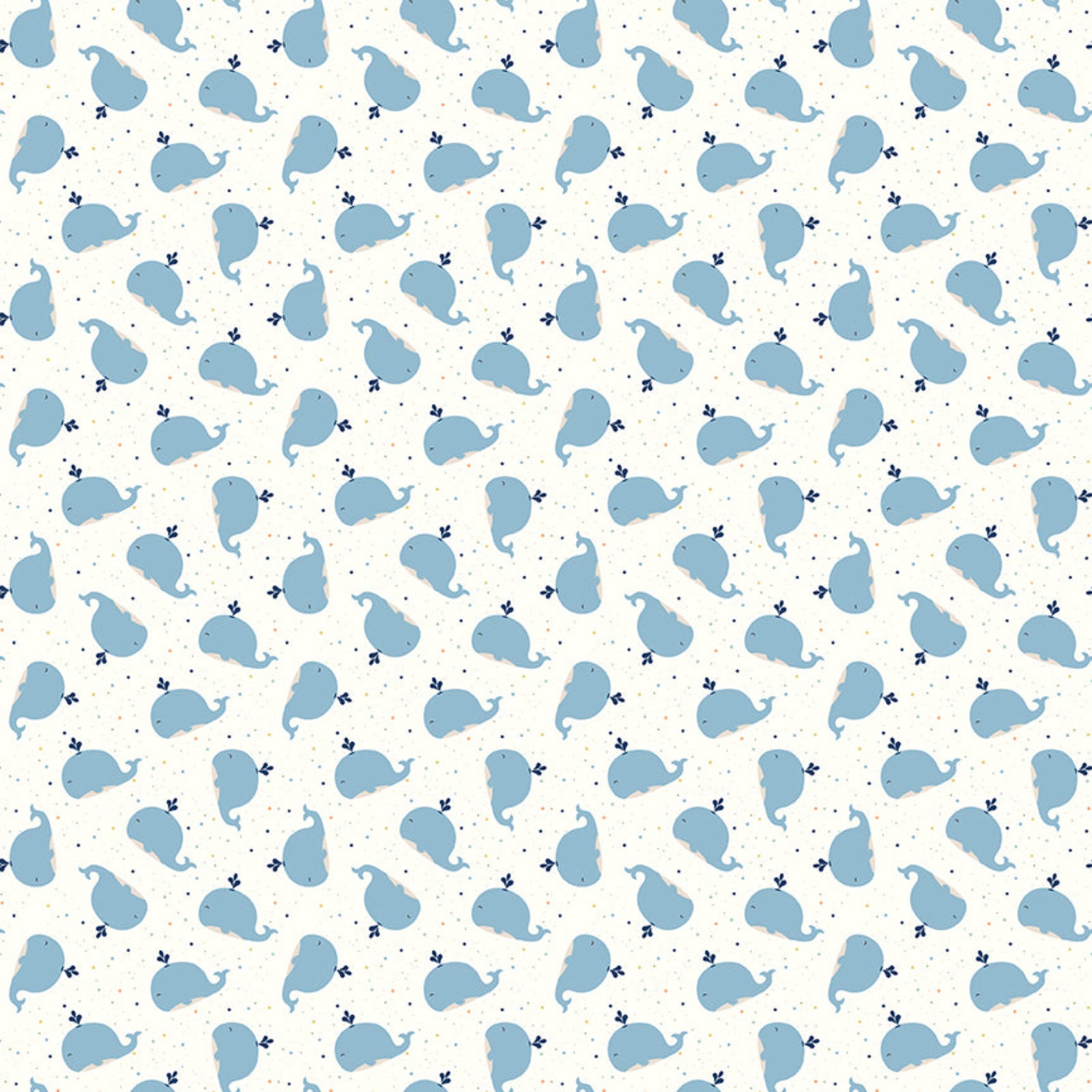 Pattern of blue whales on a white background