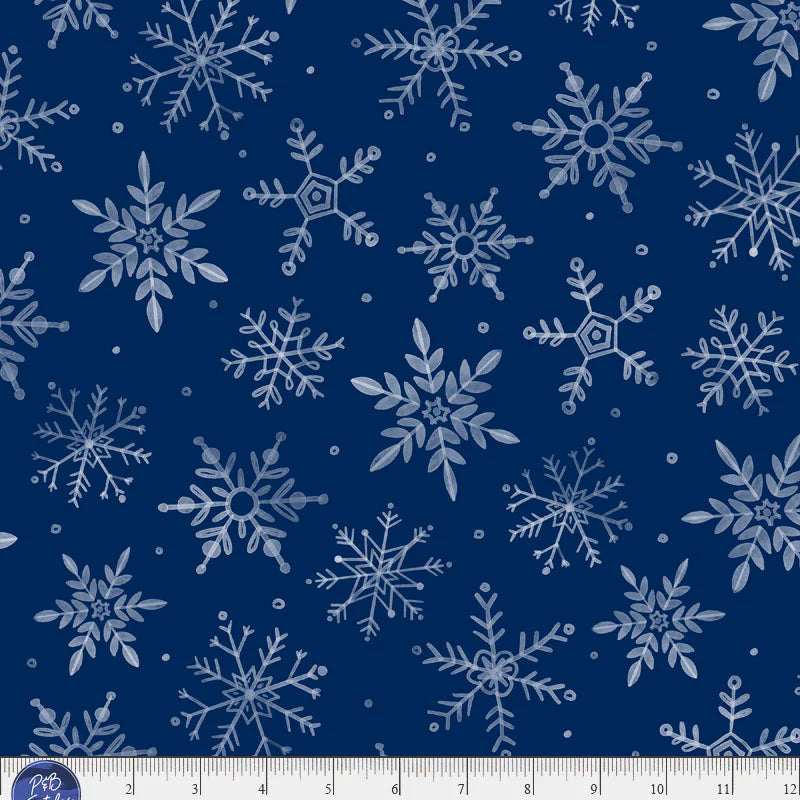 Pattern of snowflakes on a blue background 