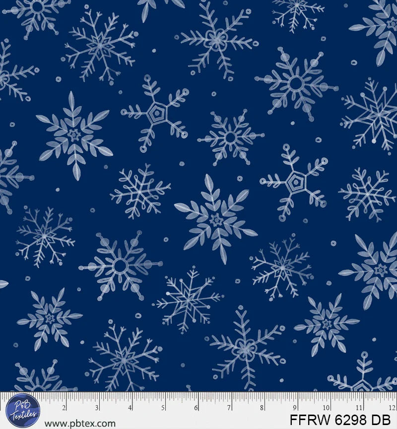Pattern of snowflakes on a blue background 