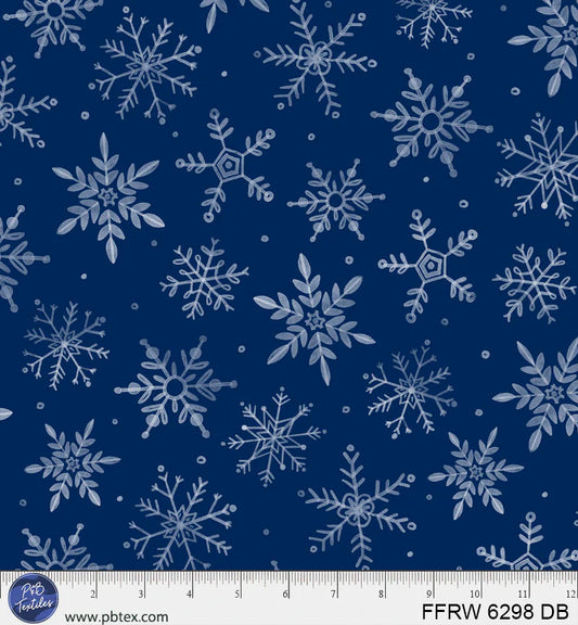 Pattern of snowflakes on a blue background 