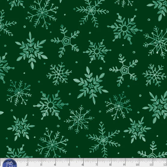 Snowflakes on a green background
