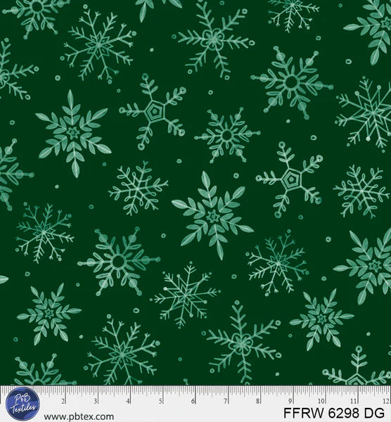 Snowflakes on a green background