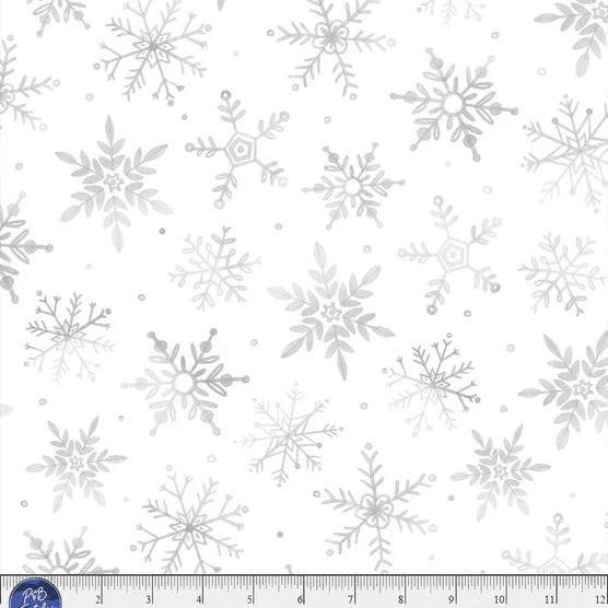 Pattern of snowflakes on a white background.