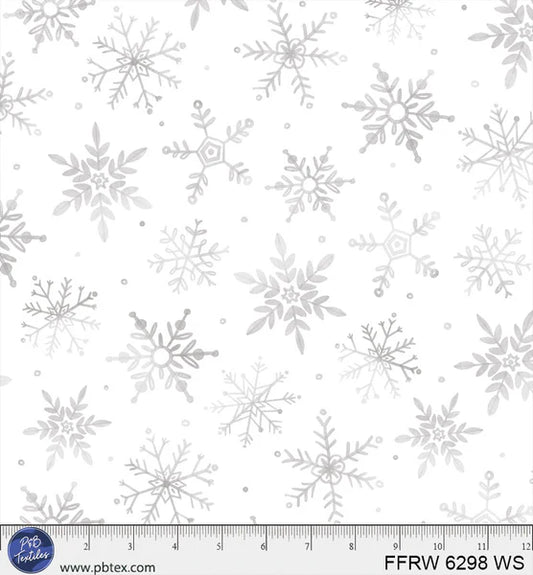 Pattern of snowflakes on a white background.