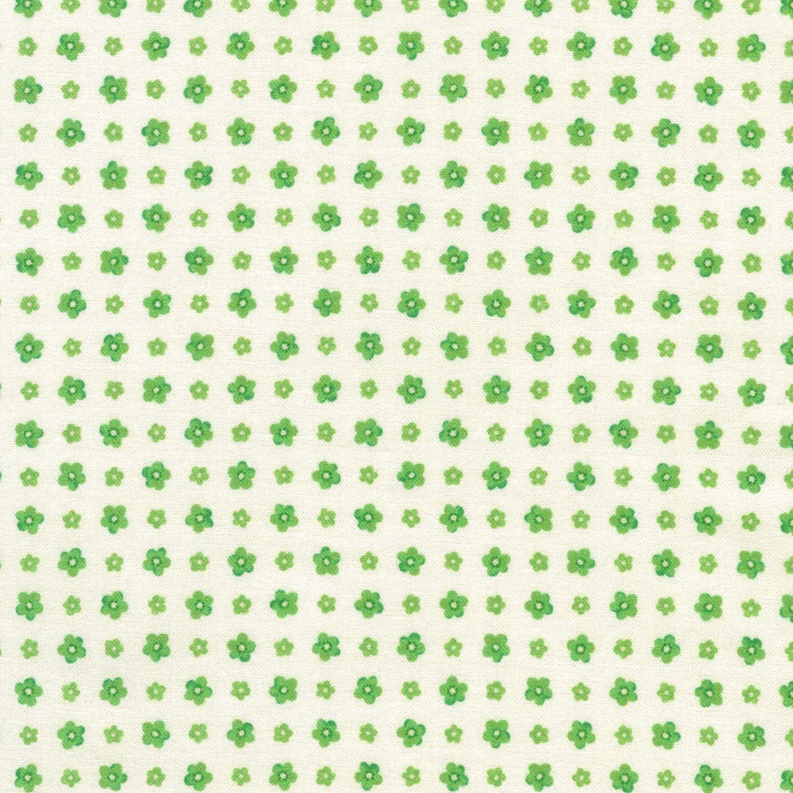 Pattern of green flowers on a light green background