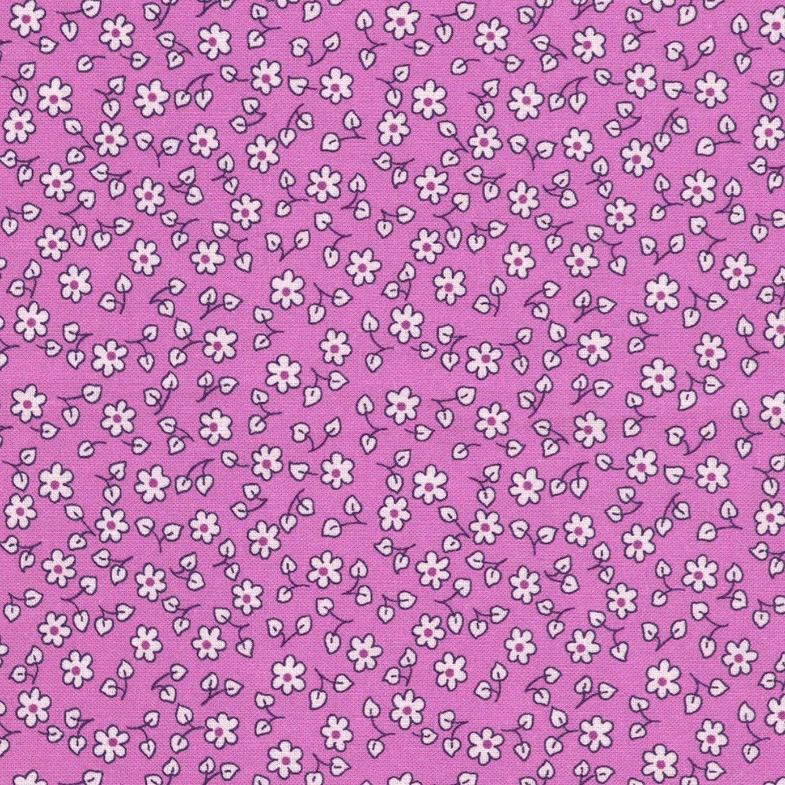 Pink fabric with small white floral pattern