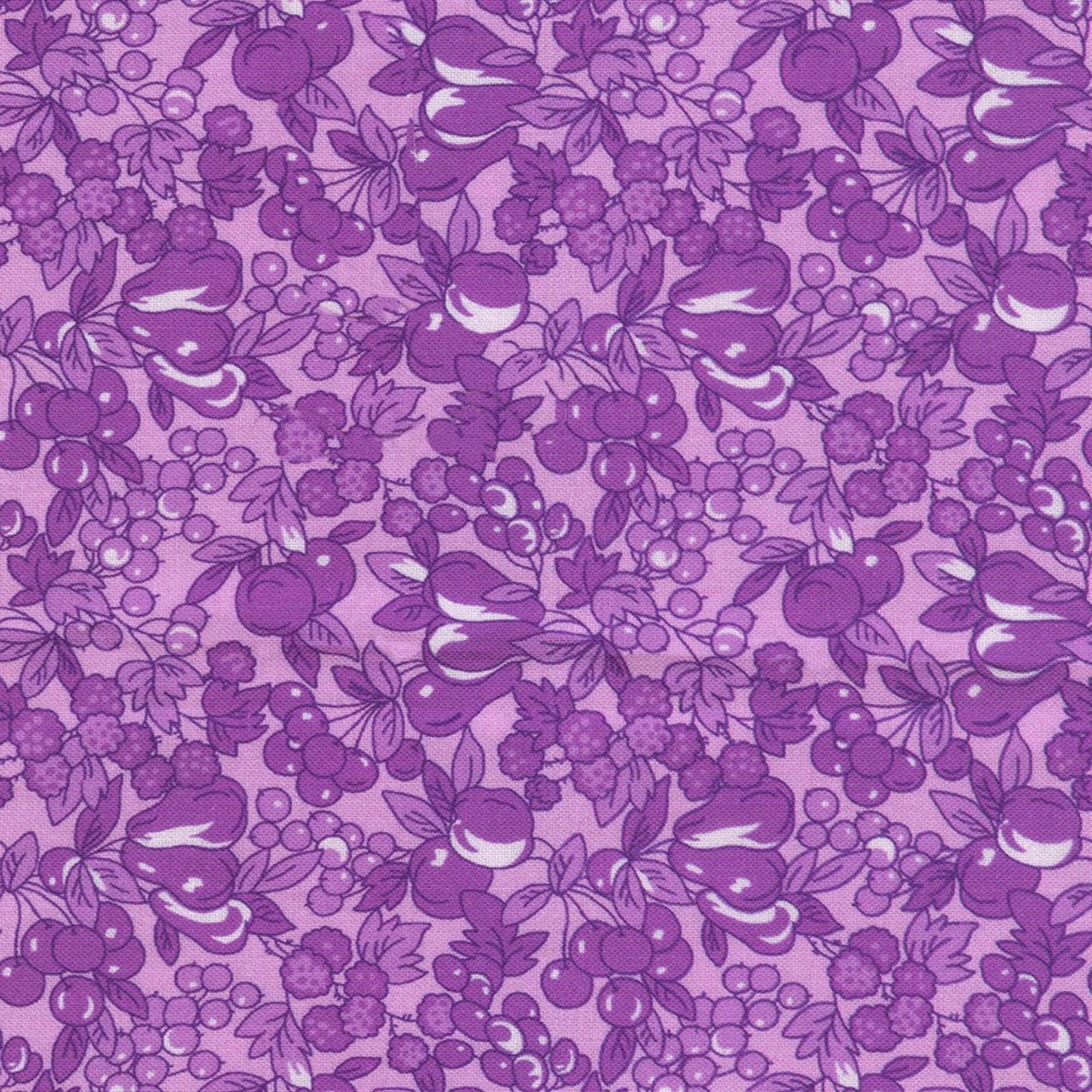 Purple floral and fruit pattern on a pink background