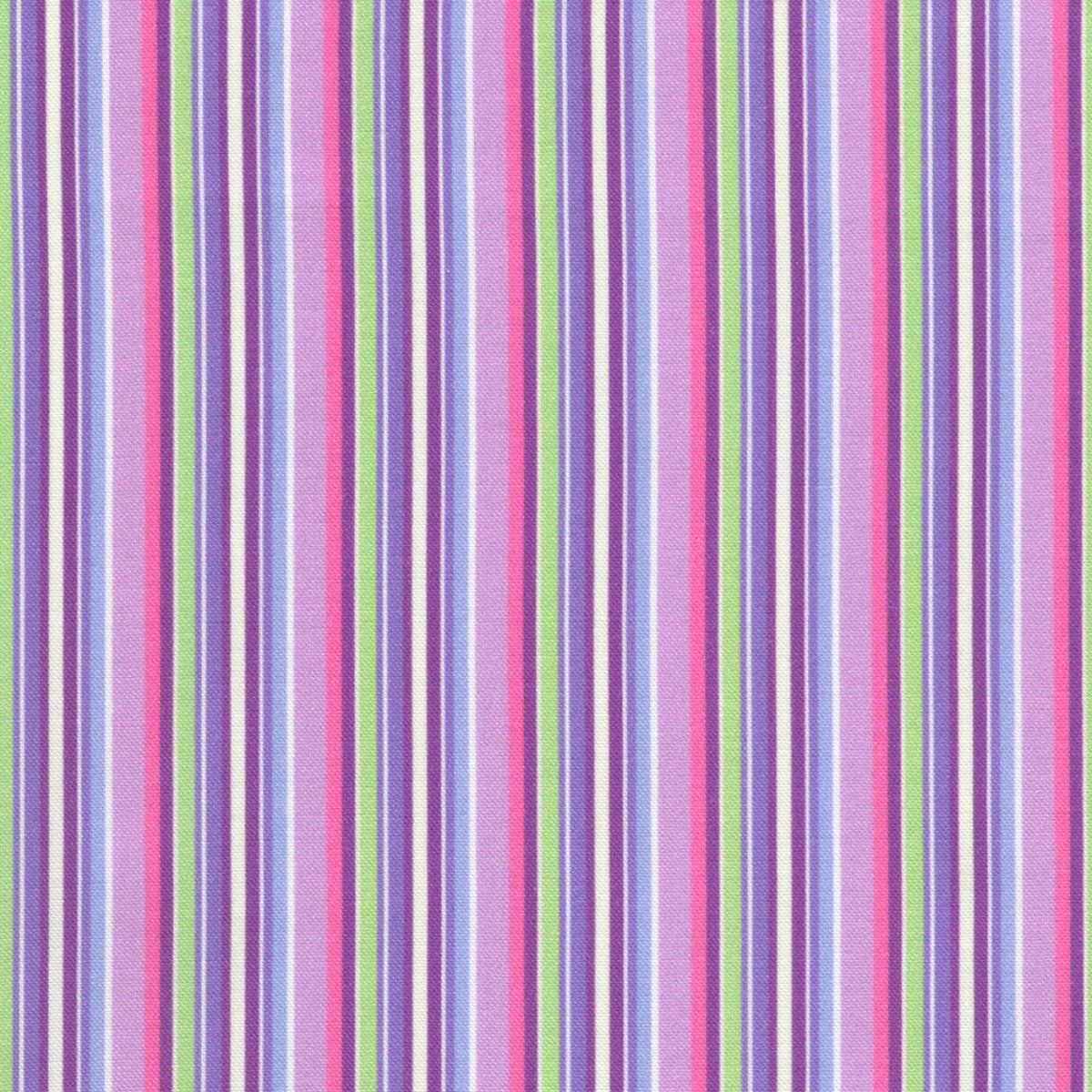Striped fabric pattern with pink, purple, and green vertical stripes.
