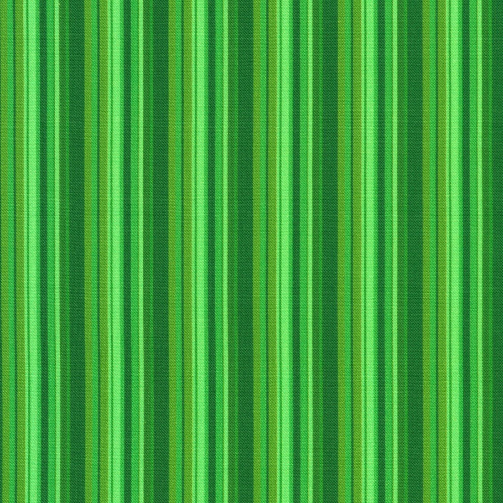 A close-up of a green striped pattern with vertical bands in multiple shades of green, including light and dark green tones.