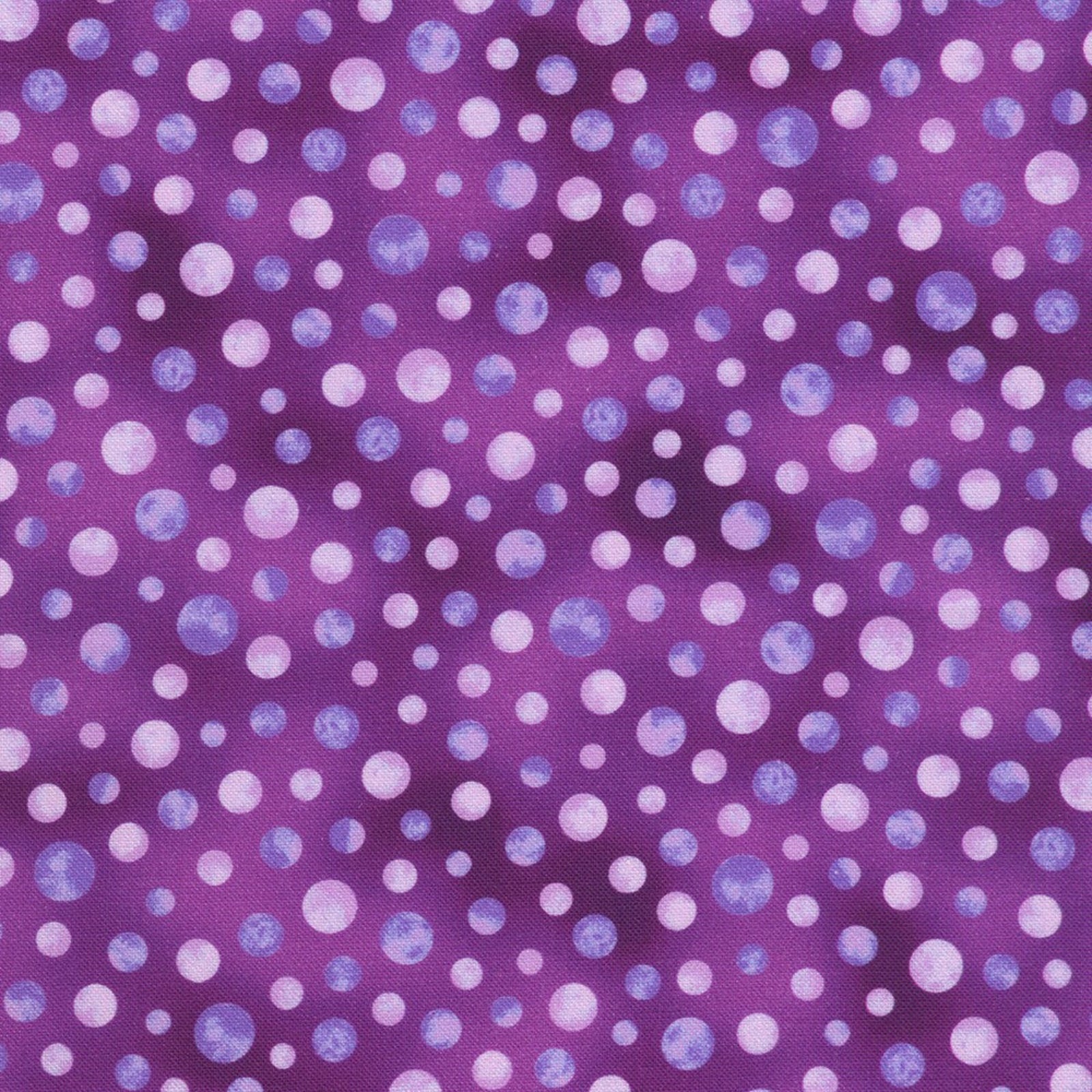 Purple fabric with small white and light purple polka dots