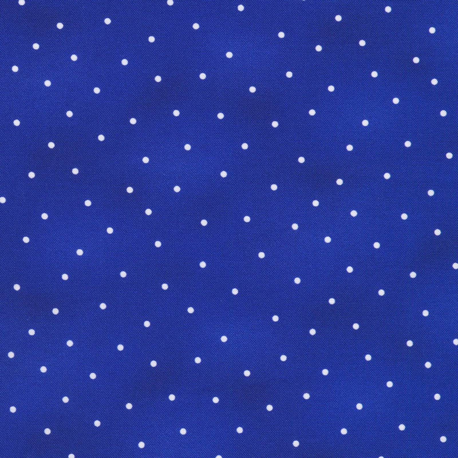 Blue fabric with white polka dots