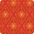 Red patterned fabric with geometric design