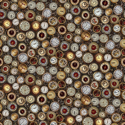 Various pocket watches on a dark background.