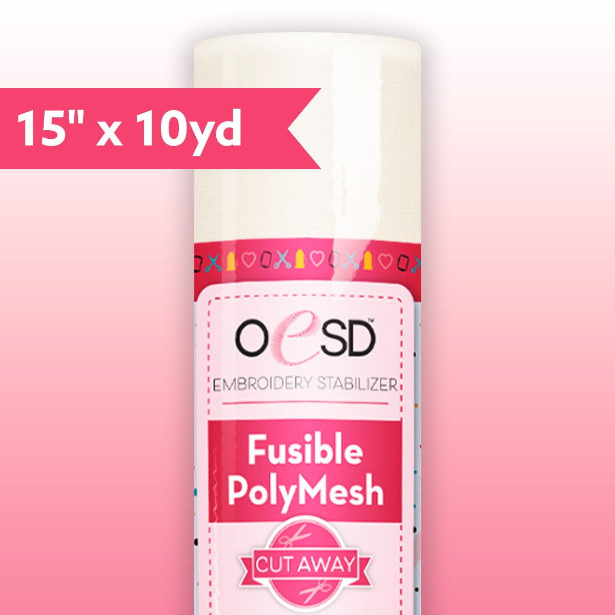 Polymesh Fusible CutAway White - 15" x 10 yards